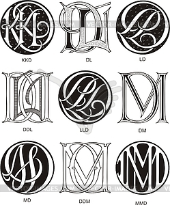 Monograms DKK - DM - vector clipart