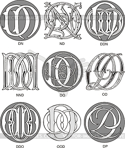 Вензели DN - DP - векторный клипарт