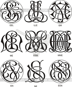 Вензели ELE - EN - векторный клипарт