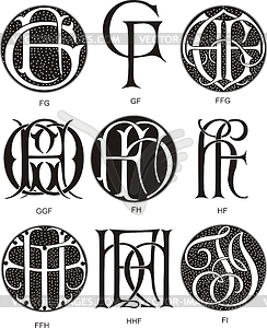 Monograms FG - FI - vector clipart