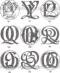Вензели PY - QT - векторный клипарт