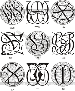 Monograms SWS - TU - vector clipart