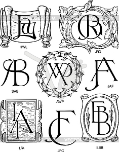 Monograms HWL - EBB - vector clipart