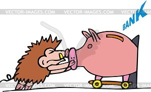 Boar and piggy bank - vector clipart