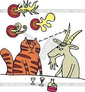 Cat and goat - vector clipart
