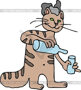 Cat drunkard - vector clipart