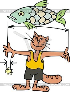 Cat fisher - vector clip art