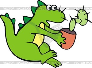 Dragon with cactus - vector clipart