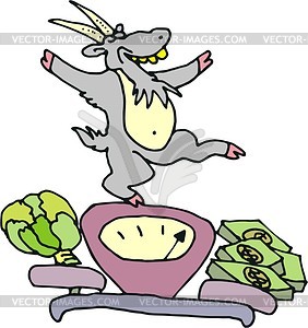 Goat on scales - vector clipart