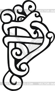 Celtic initial letter - white & black vector clipart
