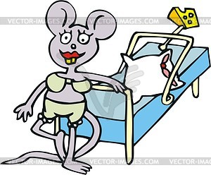 Mouse and mouse trap cartoon - vector clipart