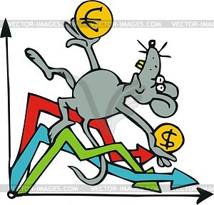 Mouse and rate of exchange cartoon - vector clipart