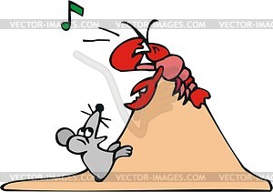 Mouse and singing cancer cartoon - vector clipart