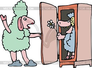 Sheep cartoon - color vector clipart