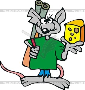 Rat and cheese - vector image