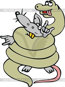 Rat and snake - vector image