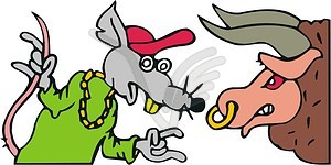 Rat and bull - royalty-free vector image