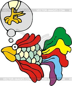 Rooster fish cartoon - vector clipart