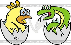 Snake and nestling - vector clipart