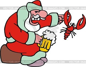 Santa Claus with beer - vector clipart