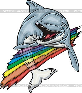 Дельфин и радуга - векторный клипарт