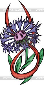 Blue cornflower tattoo - vector clipart