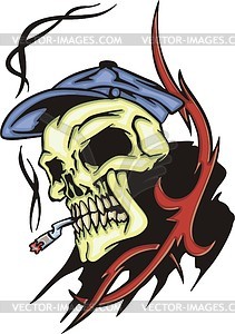 Smoking skull tattoo - vector clipart