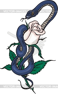 Змея, обвивающая розу - векторный клипарт