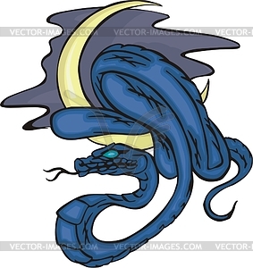 Snake and moon - vector image