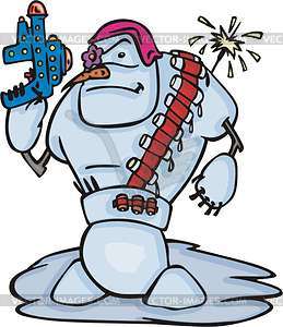Snowman warrior - vector clipart