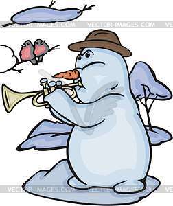 Snowman musician - vector clipart