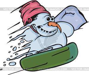 Snowman skateboarder - vector clipart