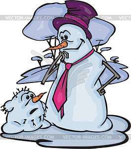 Snowman with tie - vector clipart