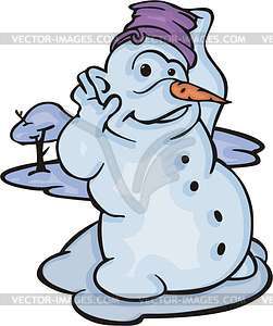 Listening snowman - vector clipart