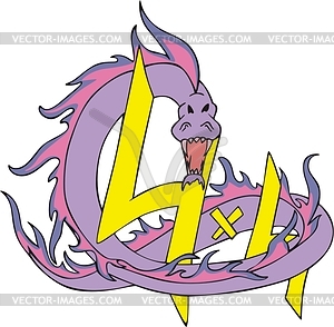 4x4 dragon tattoo - vector clipart