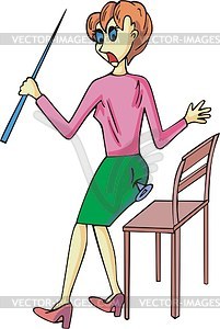 Schoolmistress and pushpin - vector clipart