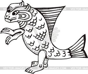 Chinese mythical man-fish - vector clipart