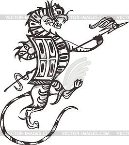 Chinese tiger with lance - vector clipart