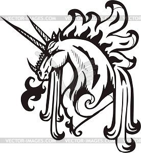 Horned horse - vector image