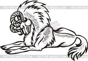 Horned wolf - vector clipart