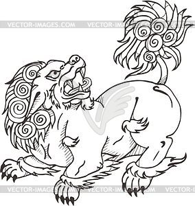 Tibetan lion - vector clipart