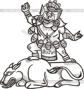 Tibetan dharmapala deity Yamantaka - vector clipart