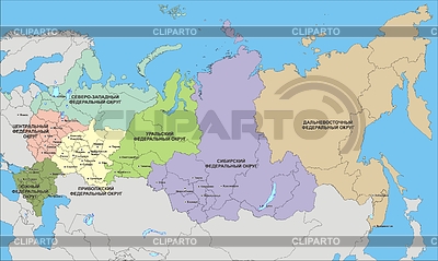 Карта России (федеральные округа, 2008 г.) | Векторный клипарт |ID 2026839