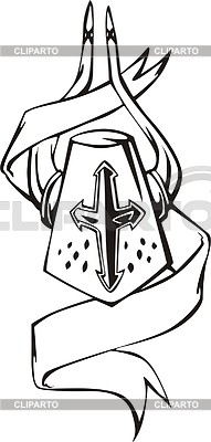 Темплейт со шлемом крестоносца и лентой | Векторный клипарт |ID 2011031