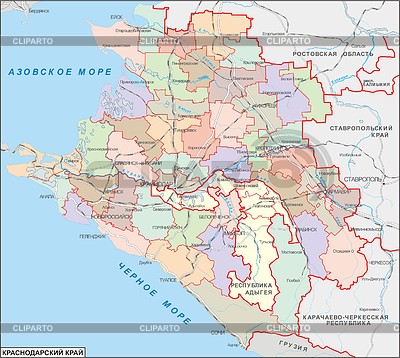 Карта Краснодарского края | Векторный клипарт |ID 2007518