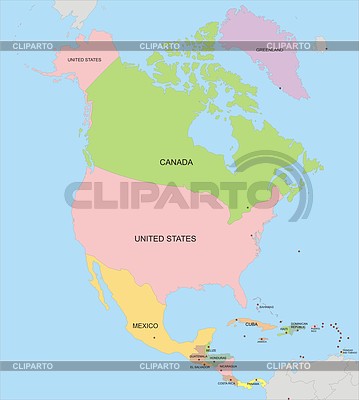 Карта Северной Америки | Векторный клипарт |ID 2025786