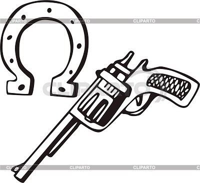 Revolver and horseshoe | Stock Vector Graphics |ID 2020364