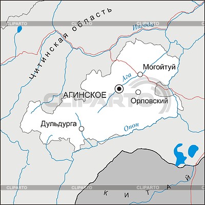 Карта Агинского Бурятского АО | Векторный клипарт |ID 2007086