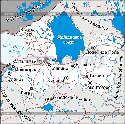 Карта Ленинградской области | Векторный клипарт |ID 2006646