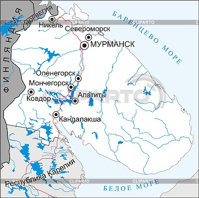 Карта Мурманской области | Векторный клипарт |ID 2007730